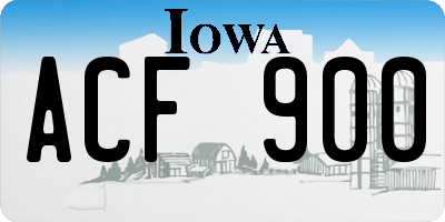 IA license plate ACF900