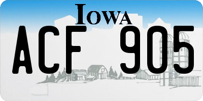 IA license plate ACF905