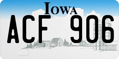 IA license plate ACF906