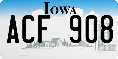 IA license plate ACF908