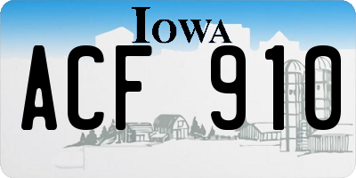 IA license plate ACF910