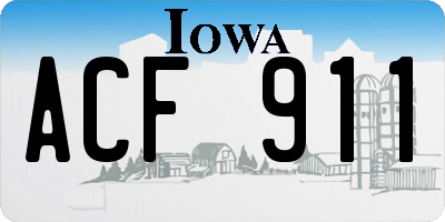 IA license plate ACF911