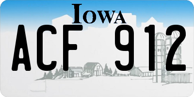 IA license plate ACF912