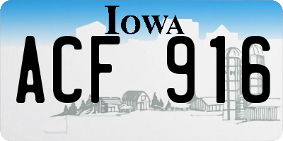 IA license plate ACF916