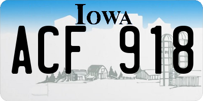IA license plate ACF918