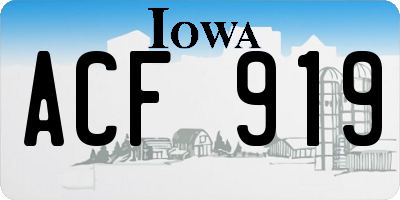 IA license plate ACF919