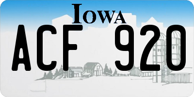 IA license plate ACF920