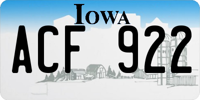 IA license plate ACF922