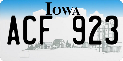 IA license plate ACF923