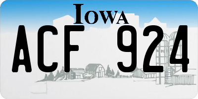 IA license plate ACF924