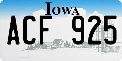 IA license plate ACF925