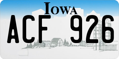 IA license plate ACF926