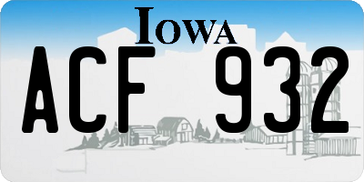 IA license plate ACF932
