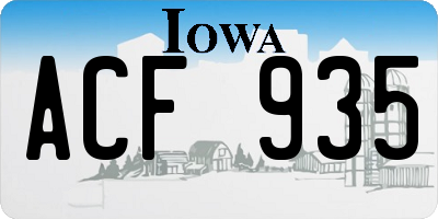 IA license plate ACF935