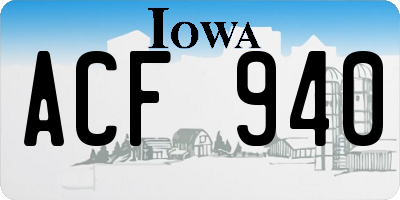 IA license plate ACF940
