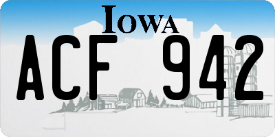 IA license plate ACF942