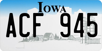 IA license plate ACF945