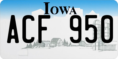 IA license plate ACF950