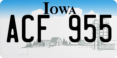 IA license plate ACF955