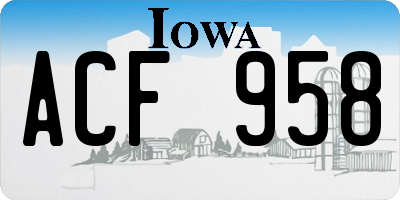 IA license plate ACF958