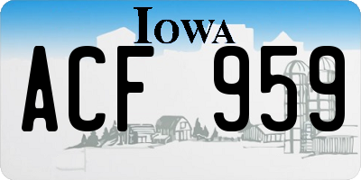 IA license plate ACF959