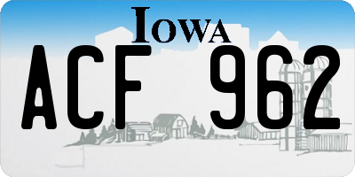 IA license plate ACF962