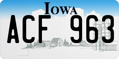 IA license plate ACF963