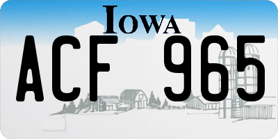 IA license plate ACF965