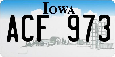 IA license plate ACF973