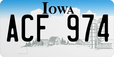 IA license plate ACF974