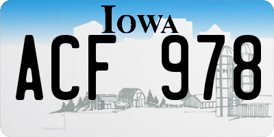 IA license plate ACF978