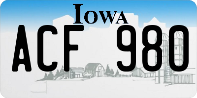IA license plate ACF980