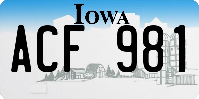 IA license plate ACF981