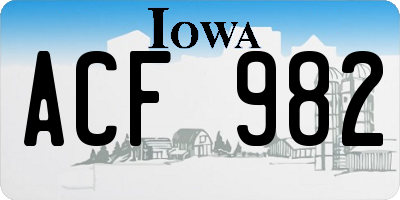 IA license plate ACF982