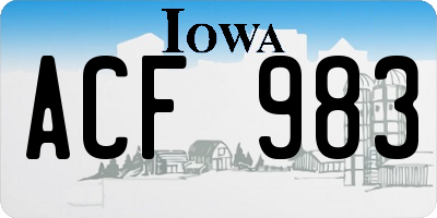 IA license plate ACF983