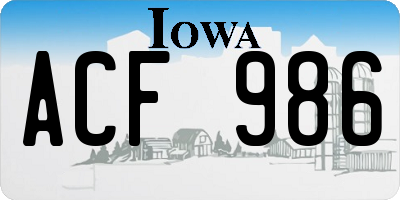 IA license plate ACF986