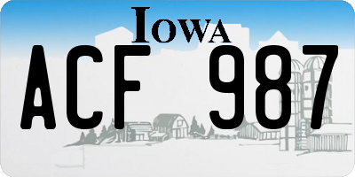 IA license plate ACF987