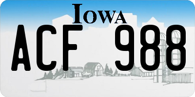 IA license plate ACF988