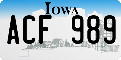 IA license plate ACF989