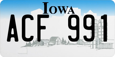 IA license plate ACF991