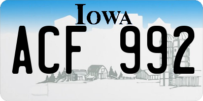 IA license plate ACF992