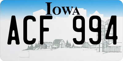 IA license plate ACF994