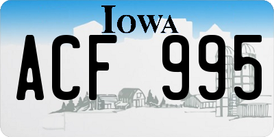 IA license plate ACF995