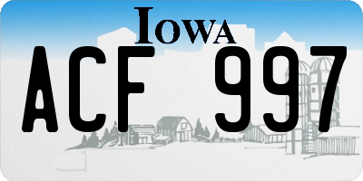 IA license plate ACF997