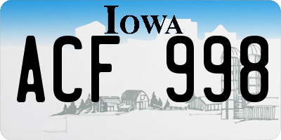 IA license plate ACF998