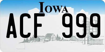 IA license plate ACF999