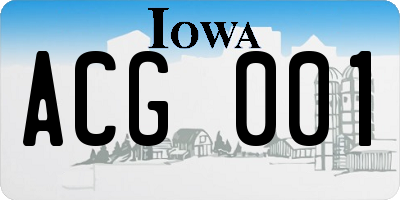 IA license plate ACG001