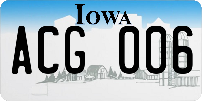 IA license plate ACG006