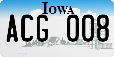 IA license plate ACG008