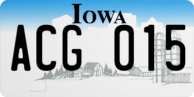 IA license plate ACG015